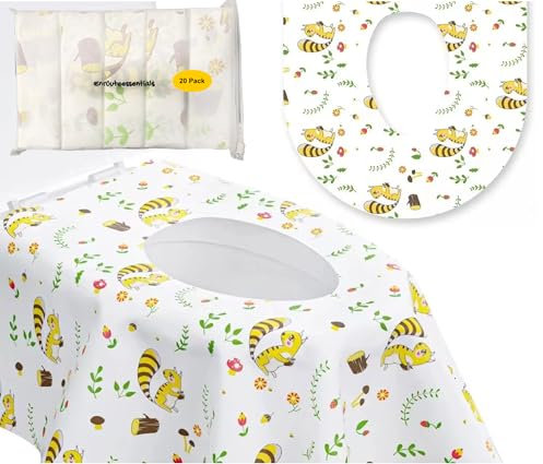 Enröuteessentïals 1x20Pcs Disposable Toilet Seat Covers. Provide a hygienic Solution for Public restrooms, Potty Training, Hotels, Extra-Large, Waterproof, Anti-Slip Covers. Ideal for Kids and Adults