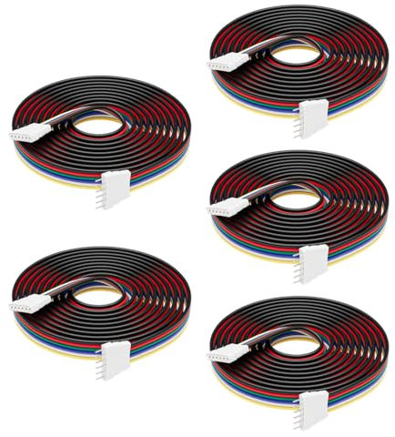 BTF-LIGHTING 6PIN 22AWG JST SM LED Stecker 5Stück/Pack männliche Buchse mit 1m Kabel für PWM SMD FCOB RGBCCT LED Streifen ohne Löten Controller Draht
