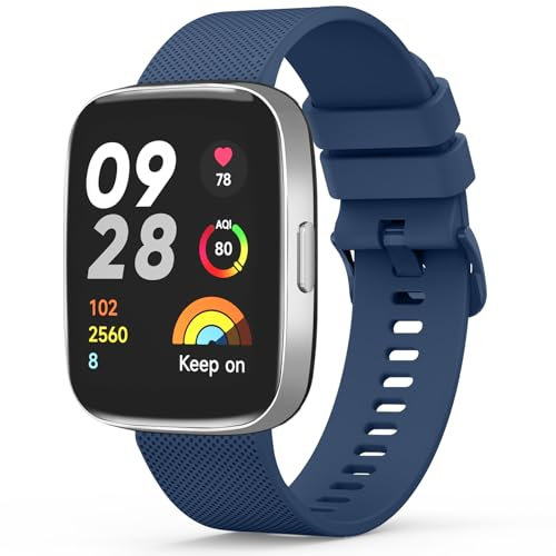 Vancle Cinturino in silicone per Xiaomi Redmi Watch 3 Active – Cinturino di ricambio sportivo durevole per uomo e donna (non per Redmi Watch 3) – blu navy