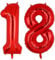 Geburtstags-Zahlenballons XXL-Riesen-Folienballons 40 Zoll – 101 cm Luftballons Geburtstag Jungen Mädchen Babyparty Geburtstagsdekorationen Jubiläumsparty-Dekorationen (Rot, 18)