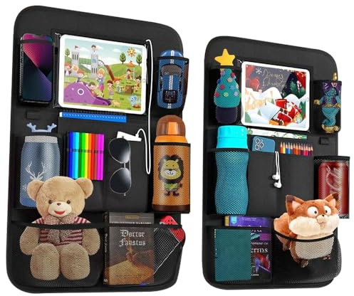 Car Seat Organiser, 2PCS Car Seat Storage with 10 iPad Tablet Holder