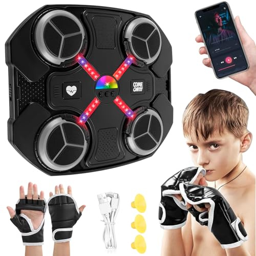 Machine de boxe musicale WingFly, 3 niveaux de vitesse, gants de boxe inclus, lumières LED, pour enfants et adultes