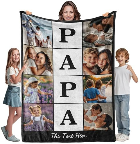 iDIY Vatertagsgeschenk für Papa - Personalisierte Decke mit Foto und Text - Fotodecke Selbst Gestalten - Personalisierte Geschenke zum Vatertag für Papa, Mama und Kinder - Fotogeschenke