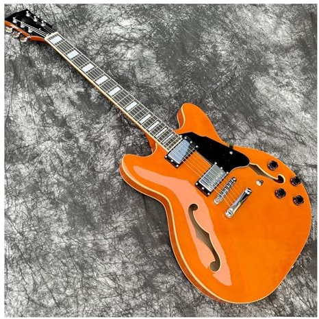E-Gitarre Original Transparent Orange Semi Hollow Jazz E-Gitarre Für Performance