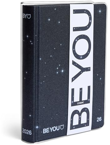 BE YOU - Diario Scuola Cosmic 2025/2026, 12 Mesi, 09/25-08/26, Agenda Scolastica con Sticker e Sovracopertina Trasparente, Formato 12,5 x 16,5 cm, Per Ragazzi e Ragazze di Superiori e Medie