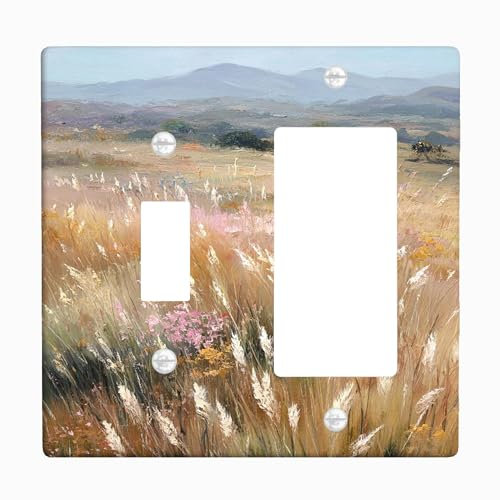 Golden Meadow Plaques de protection pour interrupteur, champs herbacés beige chaud pour décoration d'intérieur, plaques murales en thermoplastique, taille standard