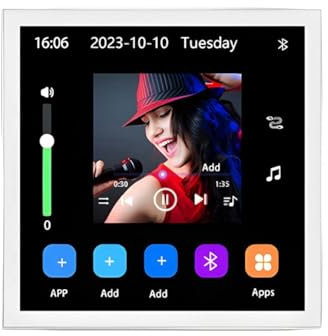 FYOBOT 4 Pouces Andriod 10 Eshare WiFi Bluetooth Tactile Home Cinéma Cinéma Numérique Stéréo Audio Musique Amplificateur Mural Blanc