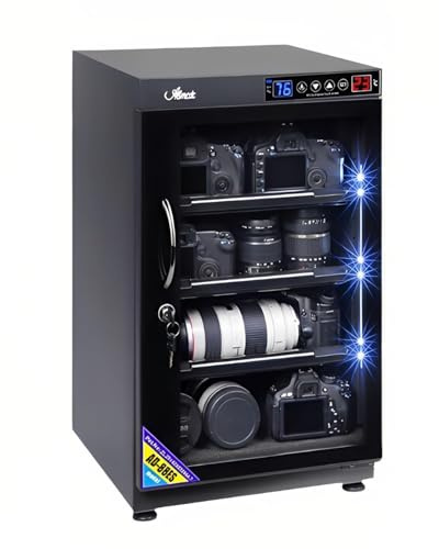 Dry Cabinet Camera Electronic Moisture Proof Dry Box Digital Control Dehumidifier with LED Digital Display & LED Light for Lens Camera Photographic Equipment Storage (85L)