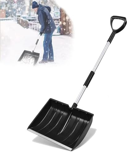 Pelle à Neige avec Roues Pelle À Neige Portative avec Poignée Auxiliaire, Pelle De Déneigement Rétractable Amovible for Un Déneigement Plus Rapide Et Plus Efficace