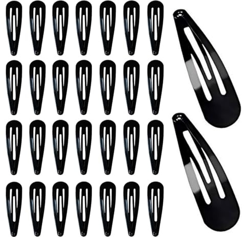 GNALIA Lot De 30 Barrettes Cheveux Femme 5Cm, Pinces À Cheveux Snap Métal No Slip Pour Femmes Filles Noires