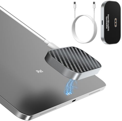 Magnetic Wireless Charger for iPad Pro 11 (1st/2nd/3rd/4th) & iPad Air 11 (M2/M3) & iPad Air 10.9 (4th/5th), 18W Fast Charging Smart Connector Alloy Wireless Charging Pad with USB-C Cord Cable