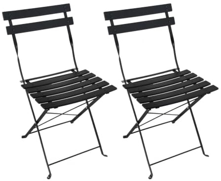 HTI living Gartenstuhl 2er-Set Basil Metall Schwarz