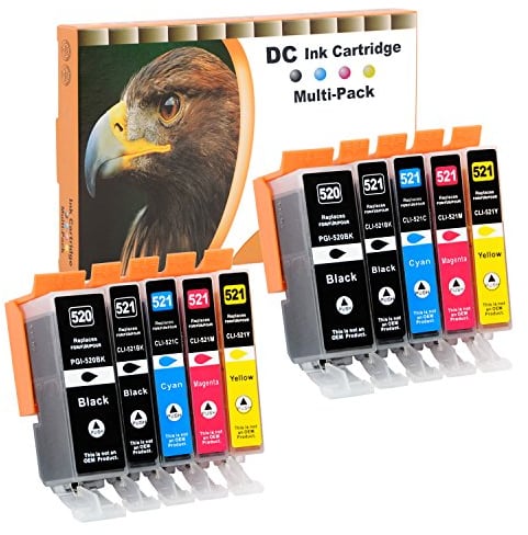 D&C 10 Druckerpatronen komp. für Canon PGI-520 CLI-521 Pixma iP3600 iP4600 iP4700 MP540 MP550 MP560 MP620 MP630 MP640 MP980 MP990 MX860 MX870
