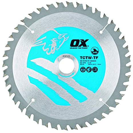 OX Wood Cutting Thin Kerf Circular Saw Blade 165/20mm, 40 Teeth ATB