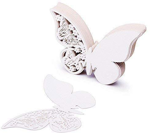 50 Schmetterling präziser Schnitt Wein Glas Papier Name Platzkarten für Hochzeit Geburtstag Party für Events zeigt von trimmen Shop weiß