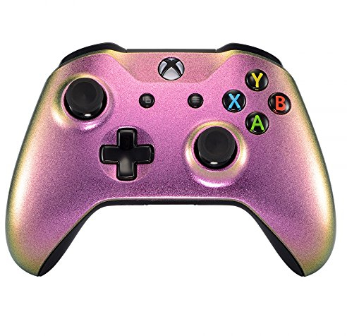 eXtremeRate Coque Avant de Remplacement pour Xbox One S/X Manette, Coque Avant Coloré pour Xbox One S/X Manette (Modèle 1708), Caméléon Doré Rose