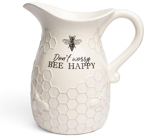 youngs Inc Ceramic Bee Water Pitcher, Multicolor