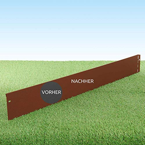 GartenAZ – Rasenkante Metall Cortenstahl 103x13cm, Nutzlänge 20m - Flexible Rasenbegrenzung aus wetterfestem Material für saubere Rasen- & Beetabgrenzung - Beeteinfassung Kante robust & langlebig