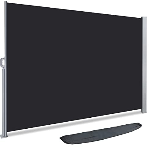 Paravent extérieur avec Housse de Protection – 180x300 cm |Auvent rétractable 1m80x3m | Brise Vue rétractable pour Jardin, Balcon, terrasse | Store latéral Vertical Anthracite