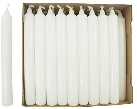 Ebersbacher Kerzen Haushaltskerzen weiß, ca. 21 x 195 mm, 50 Stück/Pack