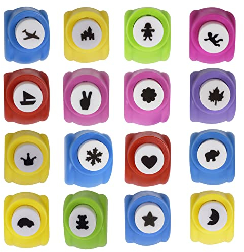 Perforadoras Scrapbooking,Zuzer 16pcs Mini Troqueladora Papel 16 Formas Diferentes Perforadora de Papel DIY Perforadoras de Agujeros(Color al azar) (pequeño)