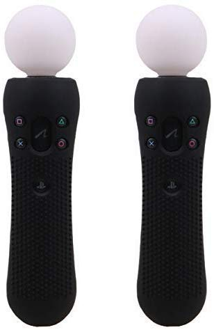 2 x rutschfeste Silikon-Gummi-Schutzhülle, Ersatz für PS4 VR Move PS Move Motion Controller (schwarz)