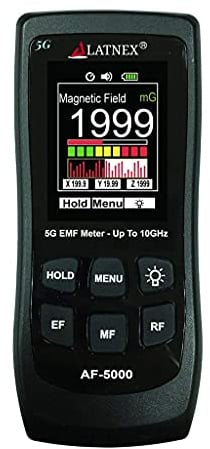LATNEX AF-5000 5G EMF-Messgerät, HF-Detektor, Tester und Lesegerät mit Kalibrierzertifikat – testet und misst HF- und Mikrowellen, 3-Achsen-Gauß- oder Tesla-Magnetfelder und elektrische ELF-Felder