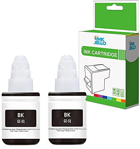 Inkjello Ink Bottle For Printer, Compatible With Canon Pixma G1520 G2520 G2560 G3520 G3560 G1560 GI-51 (Black, 2-Pack)