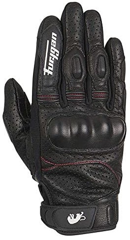 Furygan TD21 Gants de Moto Homme - Paume 100% Cuir & Perforé - Gants d'été - Ventilation optimale - Protection Métacarpes D3O - Tailles différentes, Noir