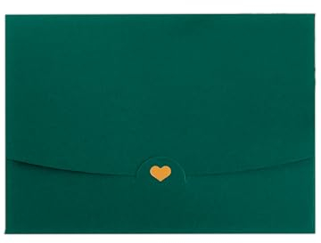 10 Briefumschläge DIN A6 Dunkelgrün mit goldenem Herz veredelt - Ohne Fenster 15,4 cm x 11 cm