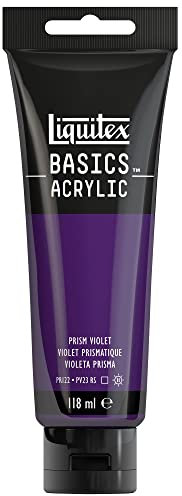 Liquitex 8870054 Basics - Pittura acrilica, Pigmenti per artisti monopigmentati, Resistente alla luce, durevole nel tempo, Finitura satinata, Tubo da 118 ml - Viola Prismatico