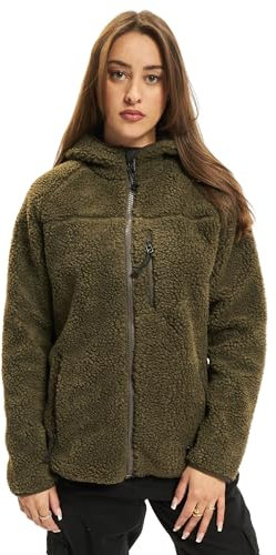Brandit TEDDYFLEECE JACKE MIT KAPUZE DAMEN WINTERJACKE JAGD OUTDOOR FLEECEJACKE, Größe:XS, Farbe:Woodland