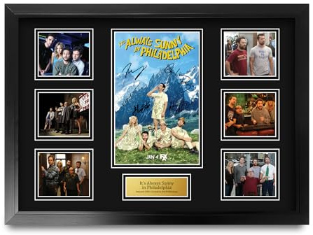 HWC Trading It's Always Sunny in Philadelphia Geschenke Geducktes Signiertes Autogramm Fotodisplay Montagedisplay für Fans von Fernsehshows - A2 Gerahmt