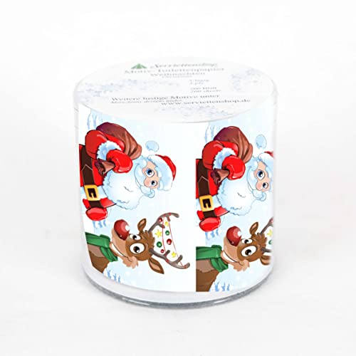 Toilettenpapier 1 Rolle Rudi für Christmas | Weihnachtsmann | Rentier | Winter | Weihnachten | Geschenkartikel 33x33cm