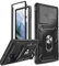 LeYi Hülle für Samsung Galaxy S22 Ultra 5G(Nicht S22 5G) Kameraschutz Handyhülle(Nein Schutzfolie), Hybrid Kameraklappe Schutzhülle Outdoor Cover Case Metall Ring Halter Handy Hüllen Jungen Schwarz