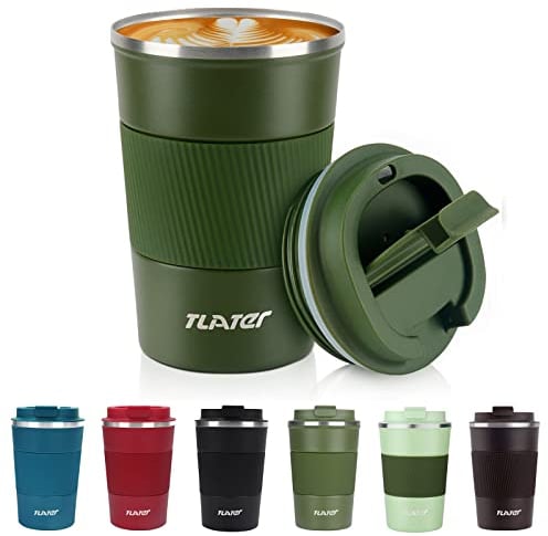 Tlater Mug Isotherme, 380ml Mug Thermos Café Mug Isotherme Cafe - Tasse Isotherme - Acier Inoxydable à Double Paroi Tasse Thermos pour les Boissons Chaudes et Froides, le Café, l'Eau et le Thé