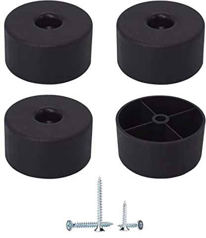 SKIR'CO (4 Stück schwarze Kunststoff-Möbelbeine, Höhe 25 mm, runde Ø 50 mm, Möbelfüße, Schrauben im Lieferumfang enthalten (4)