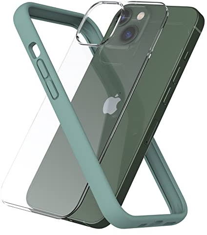 ARSUNOVO Compatible with iPhone 13 Mini Bumper Case 5.4 inch, [Raised Edge Protection][Anti-Silp][Anti-Fingerprint] Soft Slim Protective Frame Bumper Cover Case Come with Hard PC Backplate, Pine Green