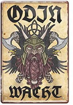 schilderkreis24 Blechschild 20x30cm „Odin wacht“ – Wikinger Deko, Geschenkidee für Fans der nordischen Mythologie