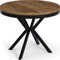 WFL GROUP Table à Manger Extensible Ronde - Table Style Loft avec Pieds en Métal - 100 à 180 cm - Table Carré Style Industriel pour Le Salon - Compacte - Chêne Lefkas - 100 cm
