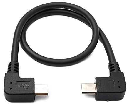System-S USB 2.0 Kabel 30 cm Micro B Stecker zu Stecker Adapter Winkel in Schwarz