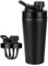 ROCKY&CHAO Stainless Steel Protein Shaker Leak-proof BPA Free, 900ML Metal Protein Shaker With Mixing Ball, Fitness Shaker Bottle Gym Bottle Fitness Bottle for Men and Women (Black)
