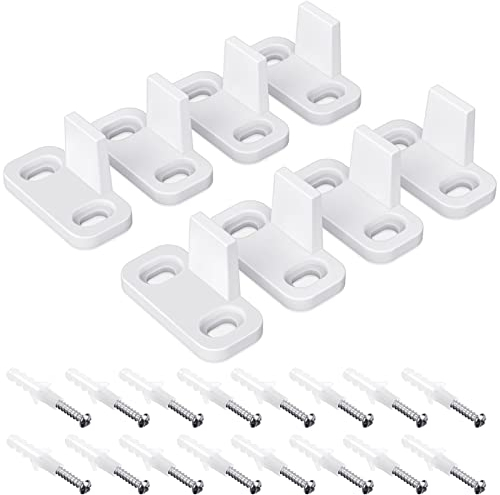 Hotop 8 Stück Scheunentür-Bodenführung, Schiebetür-Hardware, Kunststoff, einfache Wandmontage, untere Schienenführung für Türen, inklusive Bypass und Tasche mit Schrauben, Weiß