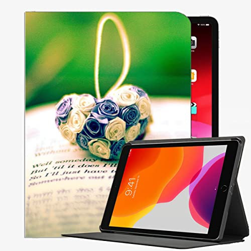 YENDOSTEEN Hülle kompatibel mit iPad Pro 12.9 2021/2020 (5/4.Generation),Blumen-Herz-Anhänger-Buch Automatischem Schlaf/Aufwach