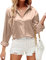 HANERDUN Chemisier pour Femmes Manches Longues Chemise à col en V La Soie Élégante Casual Tops Chemisier uni de Travail à Boutons sur Le Devant