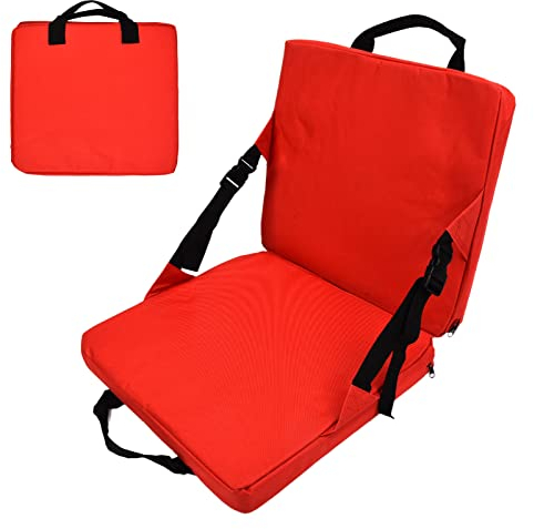 Stuhl Kissen, faltbares tragbares weiches bequemes Sitzkissen mit Rückenlehne, rutsch fest Sitzkissen für Outdoor Camping Wandern Stadion Büro(rot)