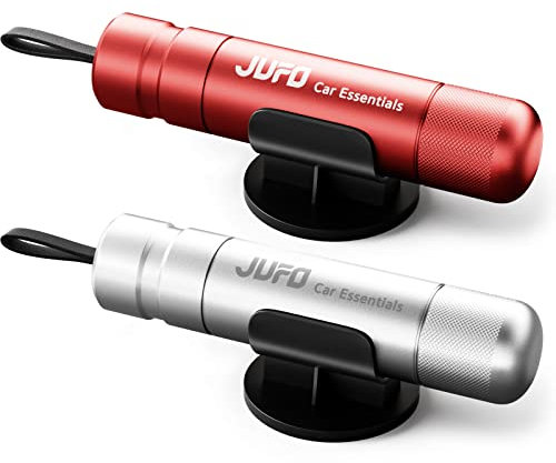 JUFO Safe Pro X 2 Packs Car Escape Tool — Seat Belt Cutter, Emergency Car Window Breaker, Safety Hammer & Life Hammer (Silver+Red)