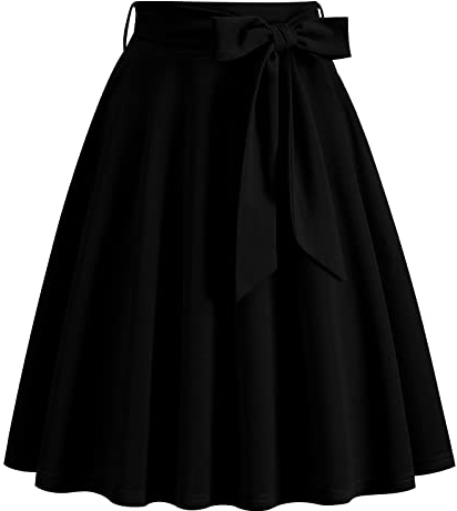 Odizli Rock Damen Knielang Rockabilly Tellerrock Elegant 50er Jahre Vintage Audrey Hepburn A Linie Swing Petticoat Röcke Faltenrock Plisseerock Retro Trachtenrock Festlich Sommerrock Schwarz M