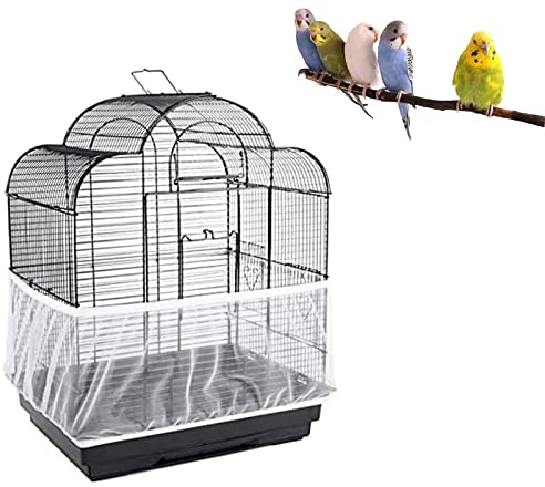 Colector de Plumas,Rejilla Jaula para Loros, Cubierta Jaula de Pájaros,Receptor de Semillas para Pájaros Loros Mascotas Falda de Malla para Jaula Circunferencia Ajustable 88-166cm