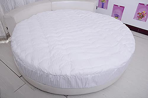 Rutschfestes Spannbettlaken, runde, Dicke Matratzenauflage, Matratzenschutz, wasserdichte Unterlage, Bettauflage für einen bequemen Schlaf zu Hause,White-Diameter230cm(90inch)